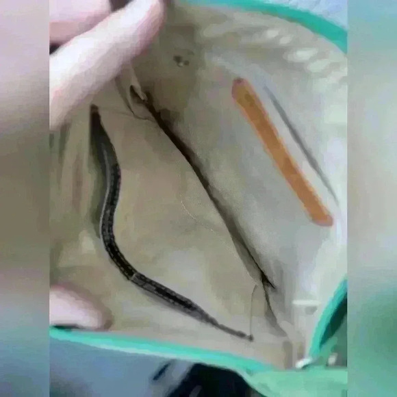 DONALD J PlLINER green faux ostrach skin design crossbody adjustable straps. - Picture 5 of 10